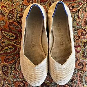 Rothy's The Flat Ecru and Blue Women's Flats Round Toe